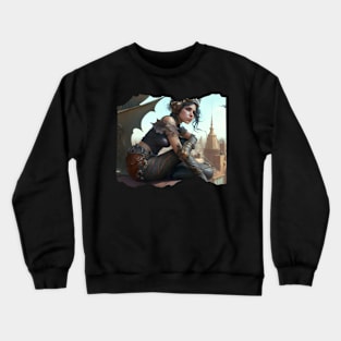 Steampunk Rooftop Reflections Crewneck Sweatshirt